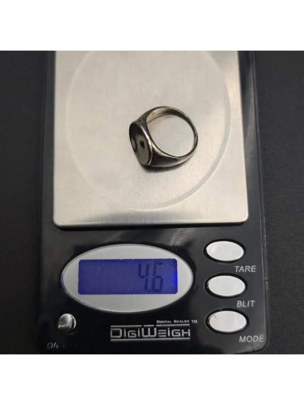 Size 7.75 Yin Yang Ring - Retro Enamel Balance Signet Ring for Men Women A8105